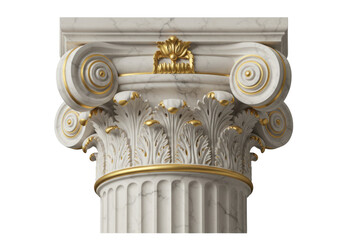 Isolated ornate capital of antique marble column, decorative architectural element, elegant