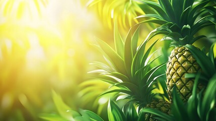 Vibrant Pineapple Leaves on Bright Background