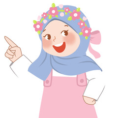 Cute muslim kids pointing something