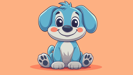 Cartoon Blue Puppy with Cheerful Smile, Adorable Dog Character for Kids' Illustration