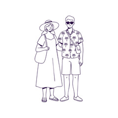 Travel Couple in Casual Outfit – Lifestyle Line Art