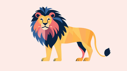 Majestic Lion Illustration with Colorful Mane and Elegant Design.