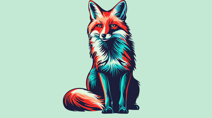 Vibrant Fox Illustration - A Colorful Depiction of Wildlife.