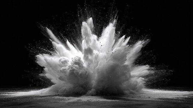 A dramatic black and white image capturing the power and intensity of an explosion