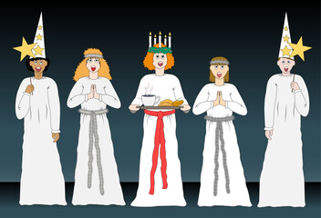 Celebrating Lucia is a swedish tradition the 13th of December, vector illustration.