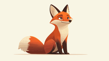 Obraz premium Fox Illustration: A charming fox with fiery orange fur, full of whimsy, sits poised and ready to pounce, captured in a delightful illustration.