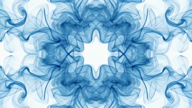 Blue ink video effect flowing from eight sides to the center, forming a star-like pattern with smooth transition from deep blue to pale blue and fading transparency.