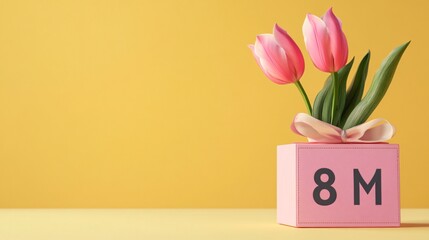 March 8 Pink Cube Calendar Gift