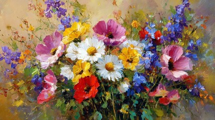 Original art painting Oil color lotus flower and waterlily