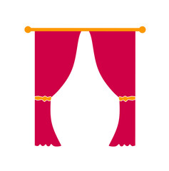 vector illustration of red curtain on white background