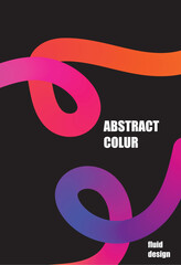 Obraz premium Abstract Color Fluid Design - 3D Curved Ribbons on Black Background Vector