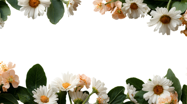 Delicate floral border frame with daisies for elegant design projects