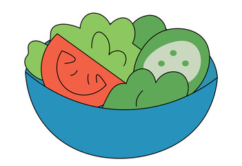 Healthy ingredients set with vegetables, salmon, and fruits for balanced diet and nutrition illustration