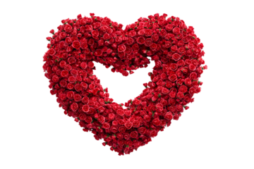 Romantic heart wreath with blooming red roses for valentine's day decor