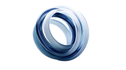 Blue glass spiral sphere with floating elements for design and decoration