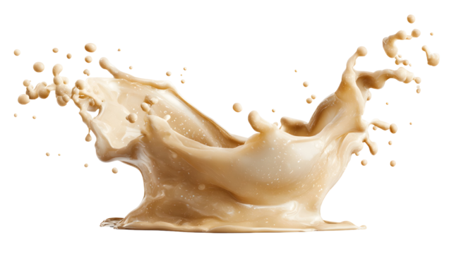 Dynamic splash of creamy beige liquid captured in motion for contemporary design
