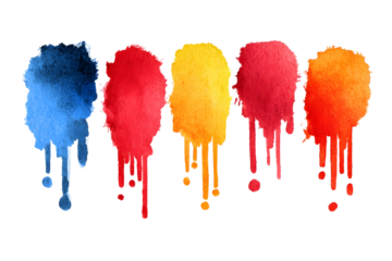 Vibrant watercolor paint splatter collection for creative designs and projects