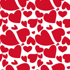 Red heart seamless pattern on white background for Valentine’s Day, wrapping paper,cards, and love-themed projects.