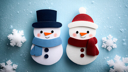 cute winter flat craft easy 2d paper craft - creative winter background. 
