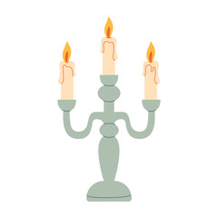 Fototapeta premium Cute candle holder with candles on a white background. Vector illustration