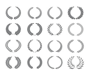 Set grey outline laurel icons.