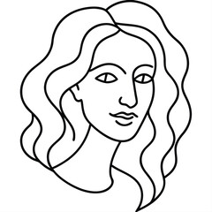 Minimalist woman face line art