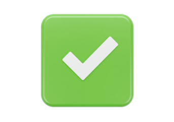Isolated green check mark square, success choice symbol, correct answer, accepted, approved