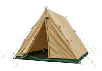 Isolated tent with a large open door for camping, survival, or outdoor activity