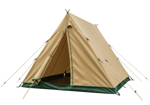 Isolated tent with a large open door for camping, survival, or outdoor activity