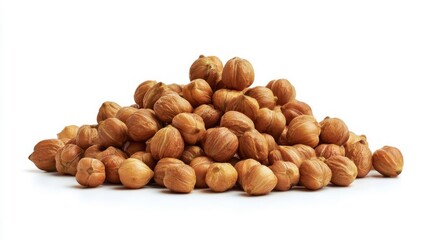 Obraz premium Pile of cooked chickpeas on white background. Artificial intelligence image