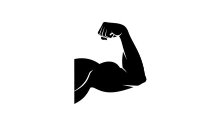 Muscle arm silhouette isolated white background