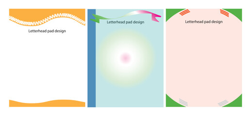 Letterhead Pad Designs – Trio of Modern Stationery Templates with Orange, Blue, and Peach Themes