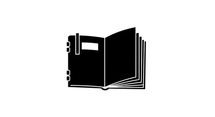 Open book icon silhouette isolated white