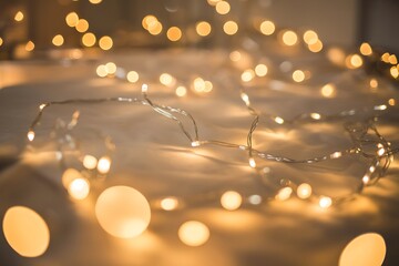 Soft Focus Warm Yellow Bokeh Lights on a Cozy Surface image photo