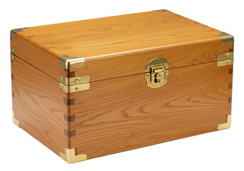 Isolated treasure chest with brass fittings - vintage wooden box for jewelry and keepsakes