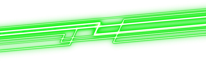 Green Neon Light Streaks isolated on transparent background