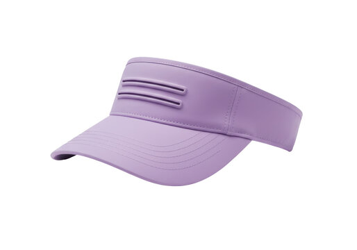Isolated lilac visor on neutral background for sun protection and fashionable style