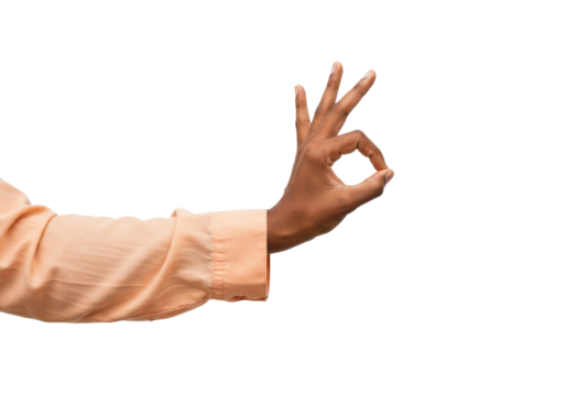Isolated hand gesture ok sign of agreement perfection approval african american ethnicity