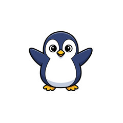 Cute cartoon penguin illustration, adorable and cheerful Antarctic bird, happy character graphic