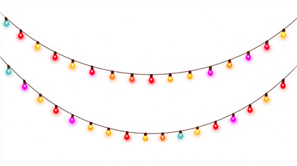 watercolor string of Christmas lights, isolated on a white background
