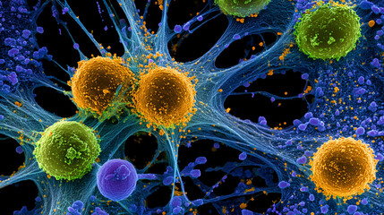 Complement fragments C3a and C5a attracting immune cells, a colorful visualization of inflammation induction.