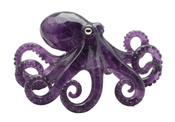 Isolated carved amethyst octopus stone sculpture art craft decor artifact talisman design