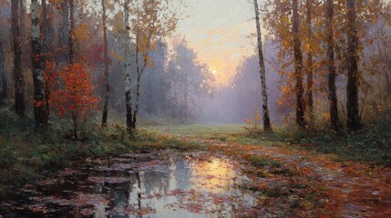 reflection puddle sunlight morning clear sunset