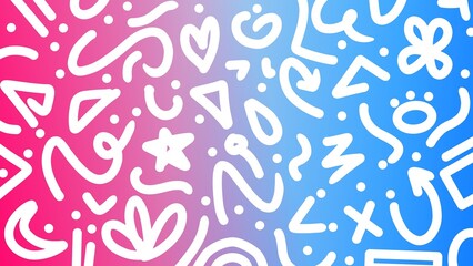 White doodle pattern with abstract shapes. Playful white abstract doodle. Hand drawn abstract lines