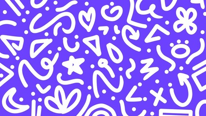 White doodle pattern with abstract shapes. Playful white abstract doodle. Hand drawn abstract lines