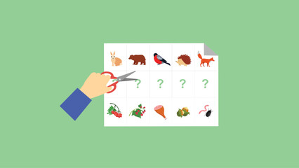 vector illustration of a set of animals in the form of a puzzle