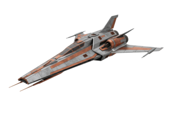 Isolated modern spaceship, future transport vehicle, fighter spacecraft, shuttle model