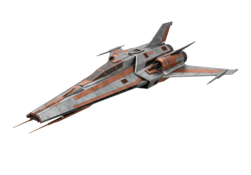 Isolated modern spaceship, future transport vehicle, fighter spacecraft, shuttle model