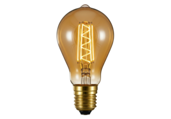 Isolated Edison style decorative light bulb with incandescent filament, warm appearance