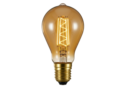 Isolated Edison style decorative light bulb with incandescent filament, warm appearance - Powered by Adobe